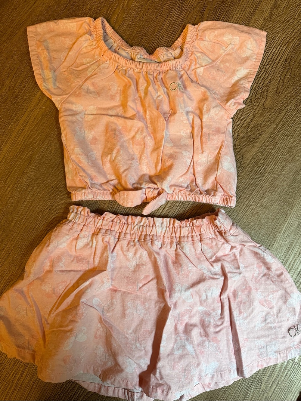 Calvin Klein Girls' Pink Butterfly Print Skirted Shorts Set